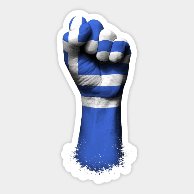 Flag of Greece on a Raised Clenched Fist Sticker by jeffbartels